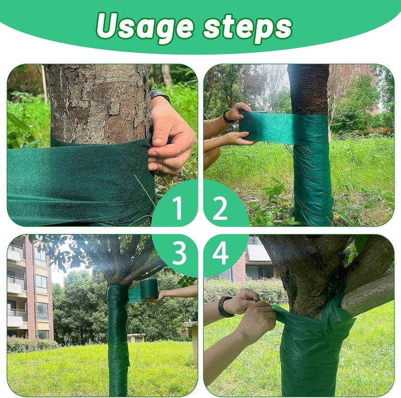 LFUTARI 4.7'' x 150' Larger Tree Protector Wraps, Green Antifreeze Winter Tree Trunk Guard, Reusable Tree Bandage Cover to Keep Plants Warm and Protect Bark from Animal Damage - Image 4
